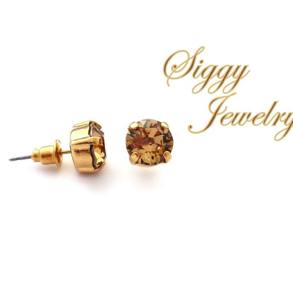 Swarovski Light Colorado Topaz Studs, 8mm - Picture 3 of 8